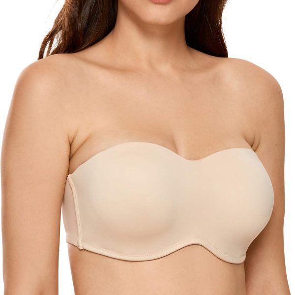 Women's Strapless Bra Minimizer Seamless Underwire Unlined Bandeau for Big Bust