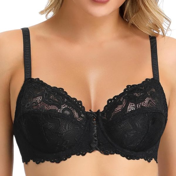 Women's Sexy Lace Bra Non Padded Underwire Unlined Bra Full Coverage Plus Size Lace Bralette