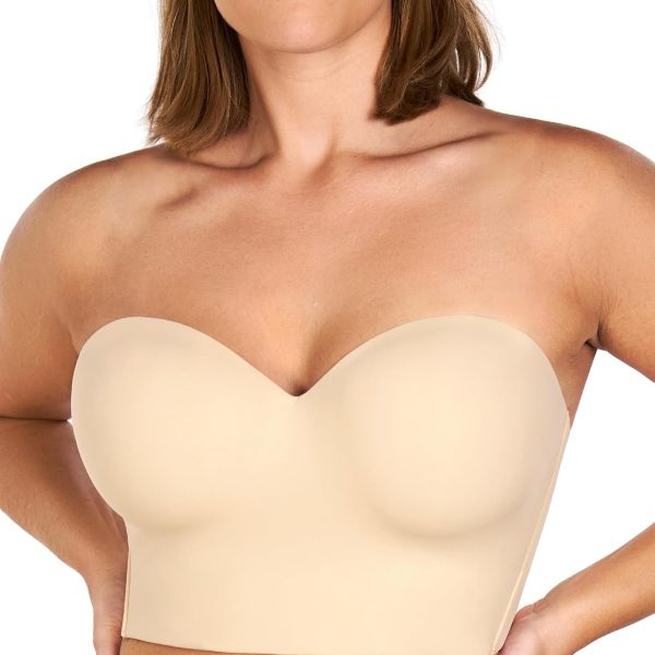 Longline Strapless Bra for Women, Anti-Slip Support Corset for Large Bust Convertible Bustier Bandeau for Big Breasts