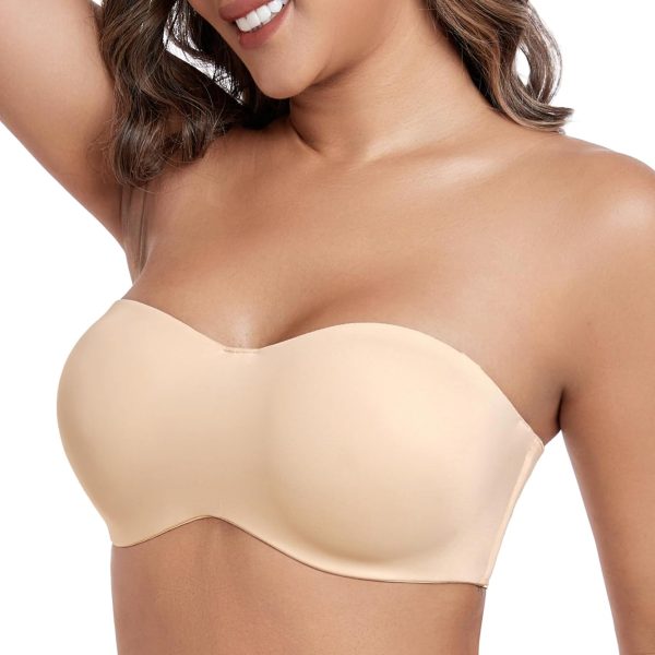 Women's Unlined Strapless Bra for Plus Size Minimizer Seamless Underwire Large Bust Bandeau
